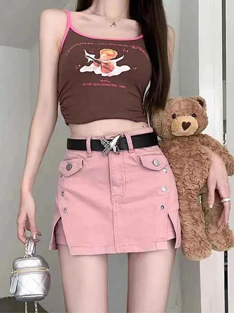 Aesthetic Y2K Pink Kawaii Mini Skirt