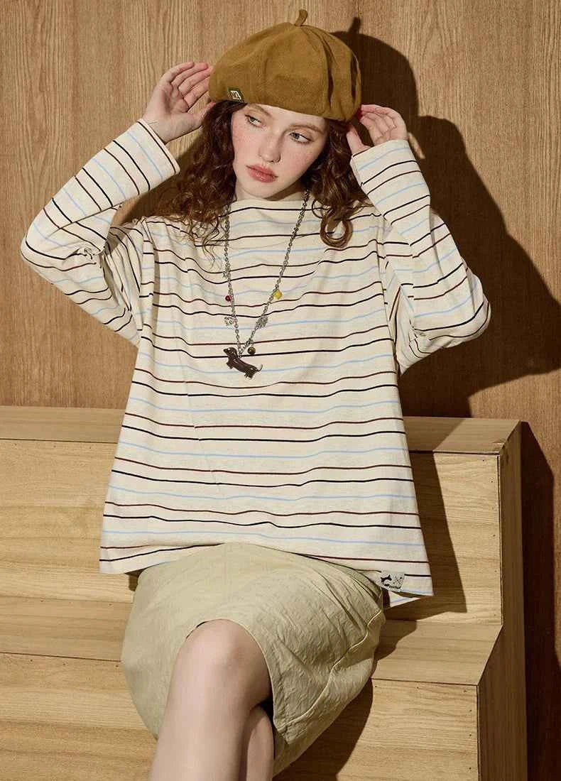 Retro Chic Striped Long Sleeve T-Shirt
