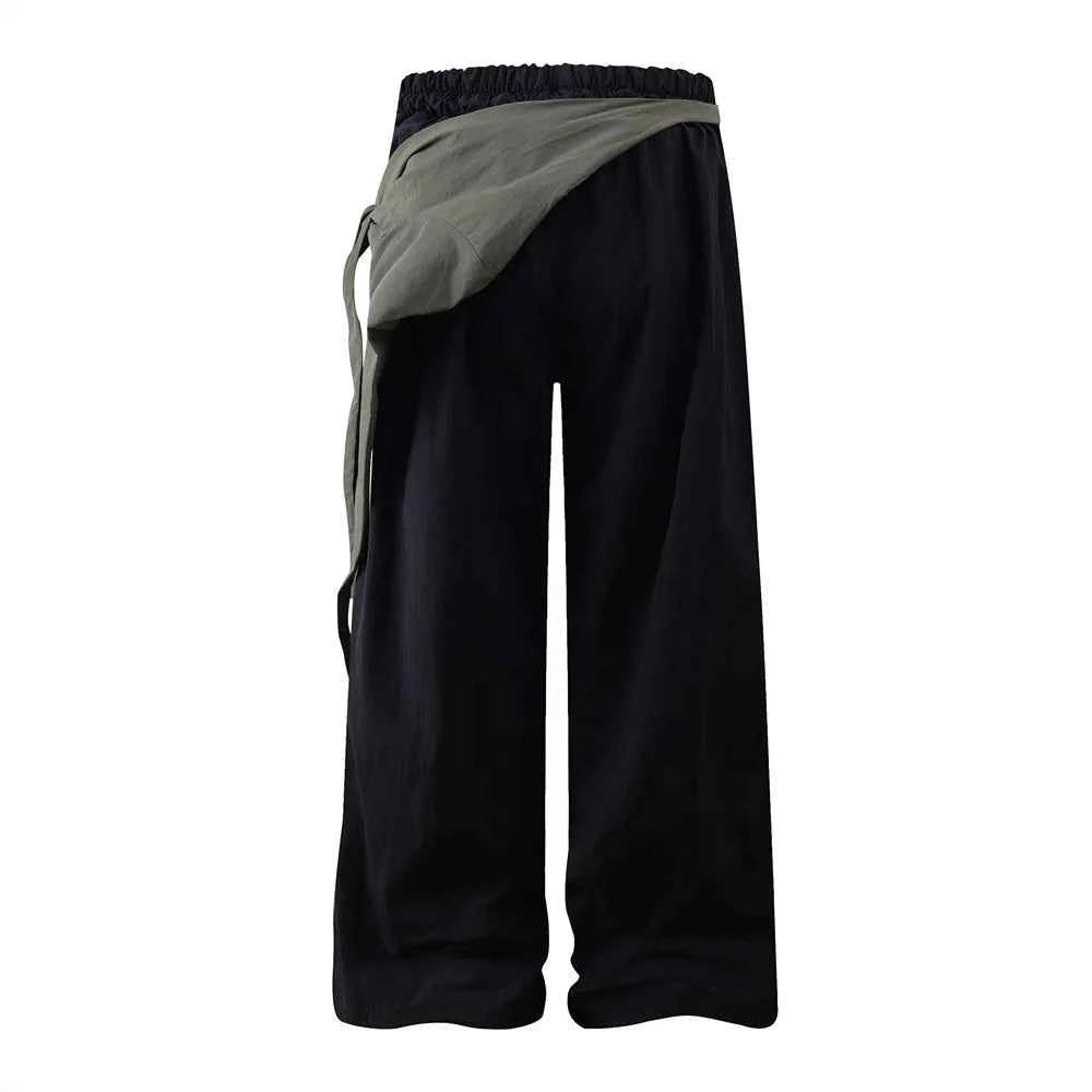 Y2K Men Hip Hop Elastic Patchwork Cargo Pants