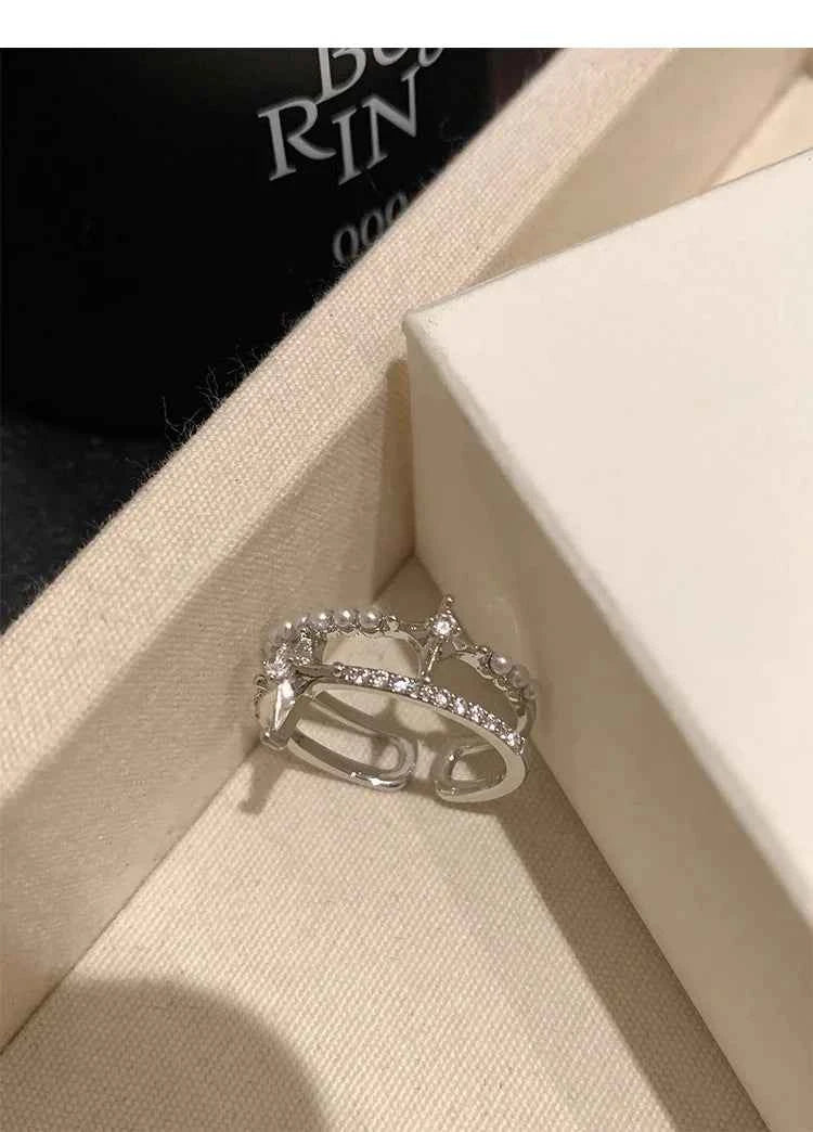 Romantic Pearl Double Layer Star Ring