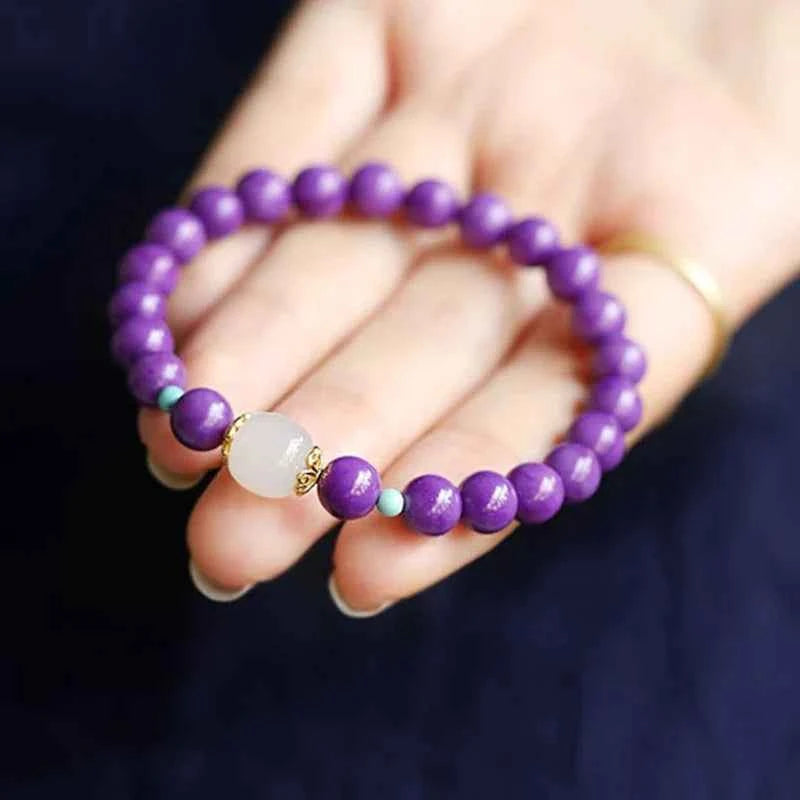 Purple Beaded Jade Buddha Bracelet