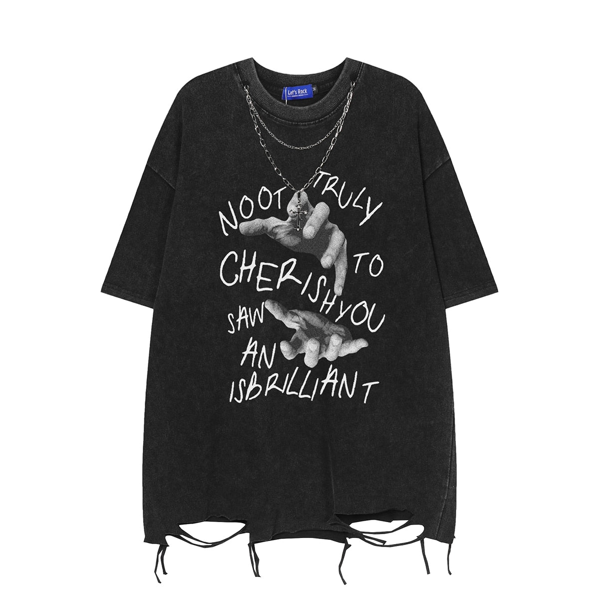 Hand Sketch Ripped Streetwear T-Shirt