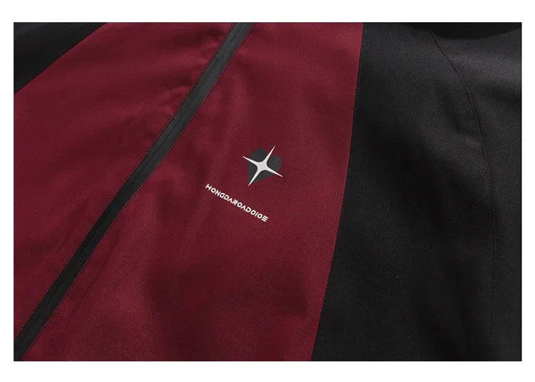 Heart Patchwork Zipper Bomber Jacket