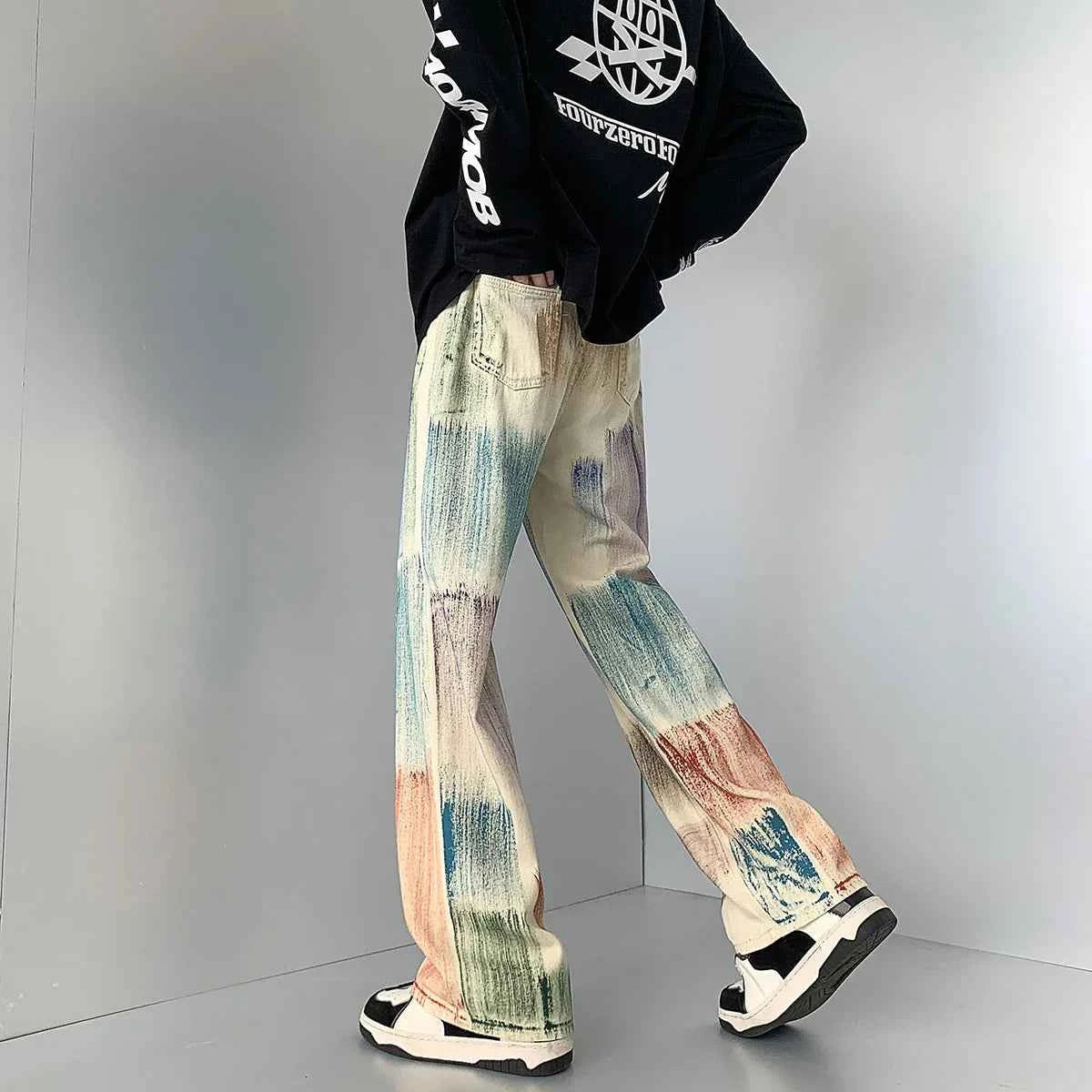Colorful Graffiti Tie Dye Loose Jeans
