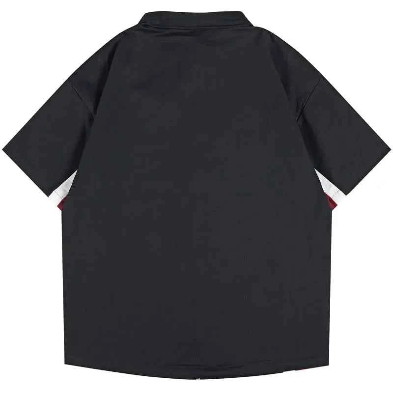 Retro Embroidered Patchwork Sporty Full-Zip Shirt