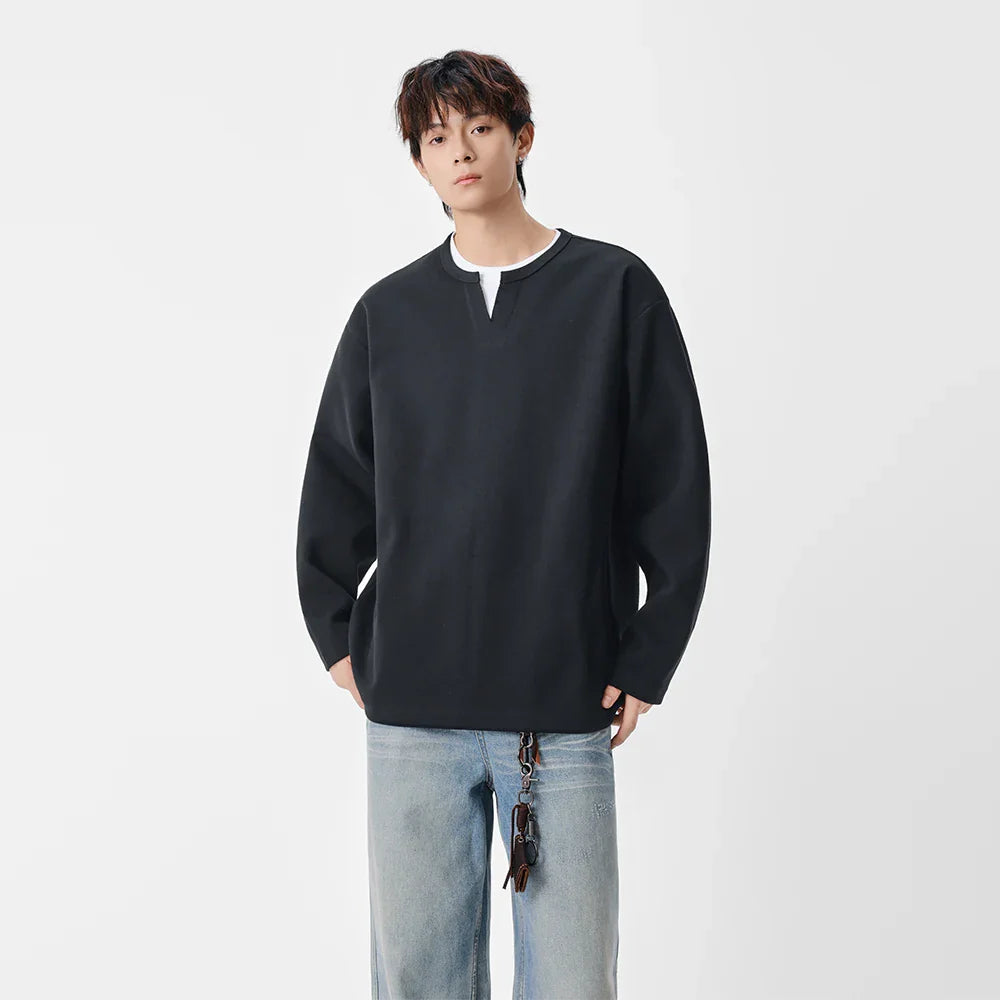 Hip Hop Minimalist Crew Neck Long Sleeve T-Shirt - Luxuryurbanwear