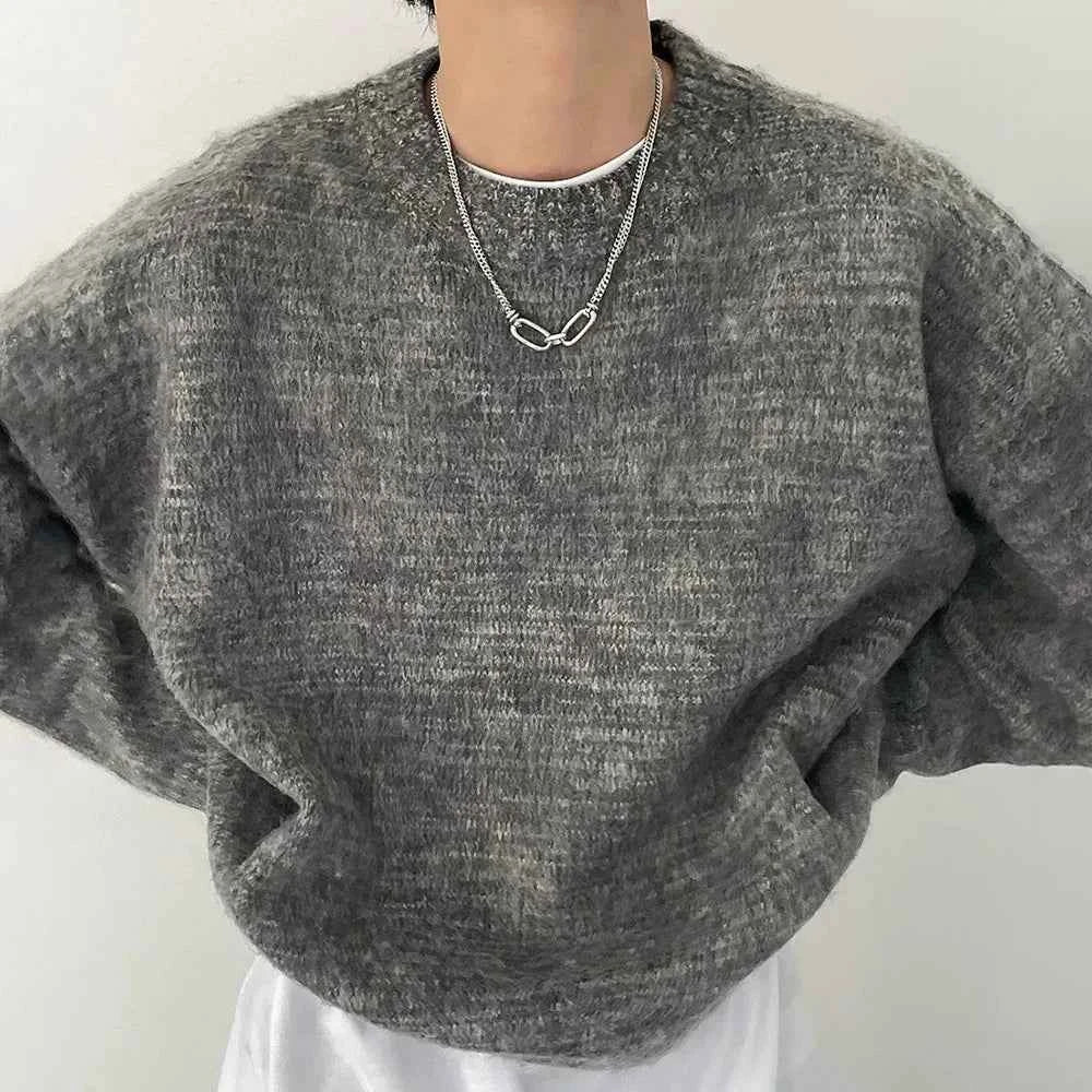 Y2K Cozy Fuzzy Knit Solid Color Sweater