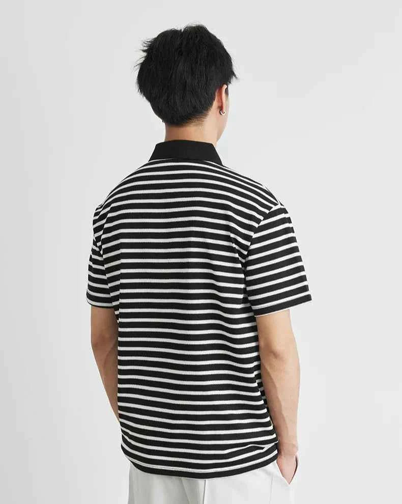 Men's Casual Stylish Korean Striped Polo T-Shirt