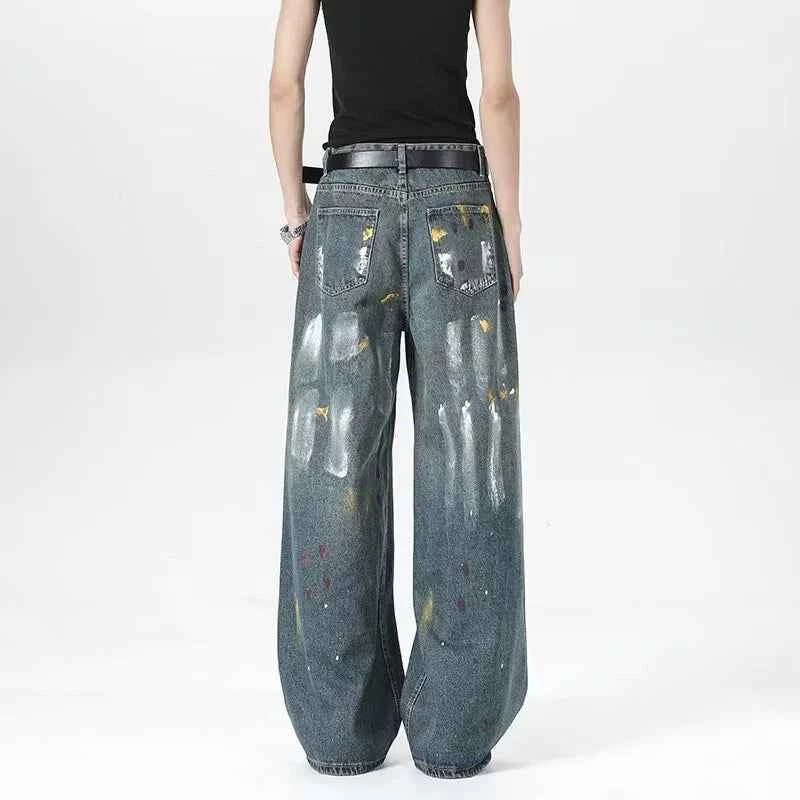 Graffiti Color Printed Cool Distressed Jeans
