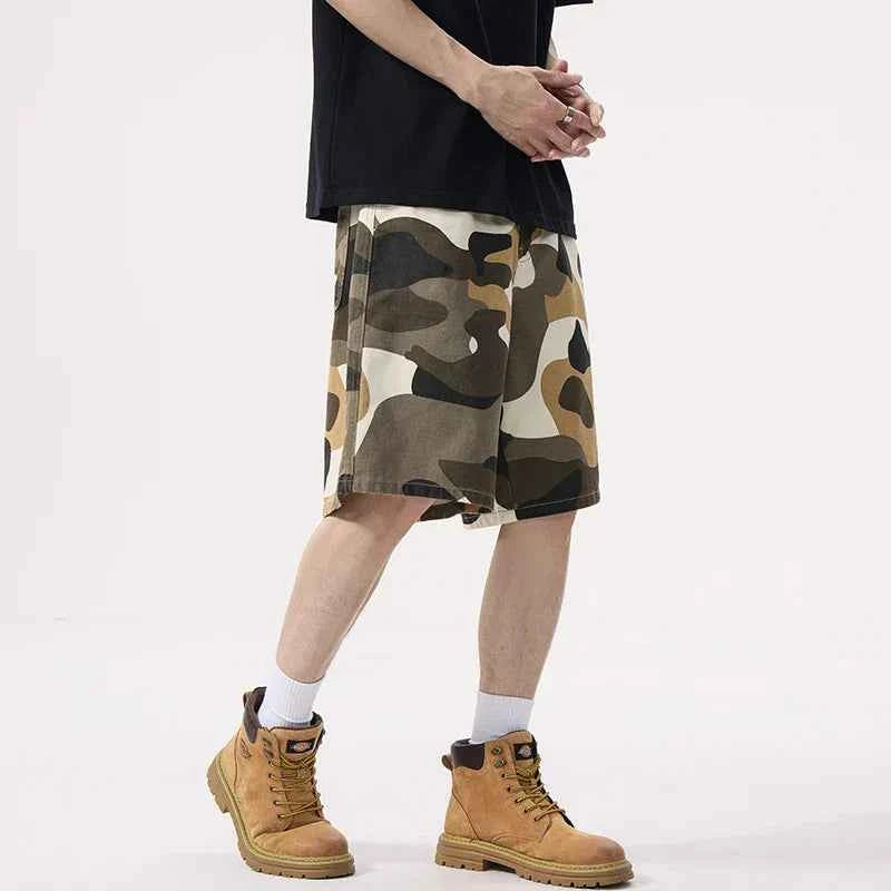 Men Flattering Camouflage Denim Cargo Short