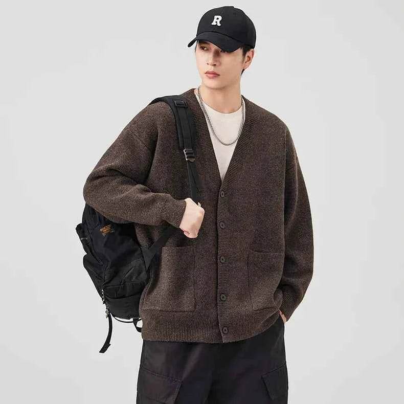 Premium Hip Hop Knitted V-Neck Cardigan