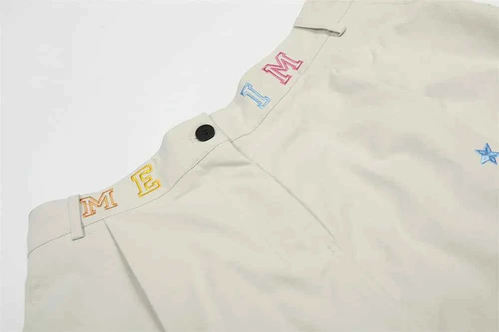 Elastic Waist Cartoon Embroidery Casual Short