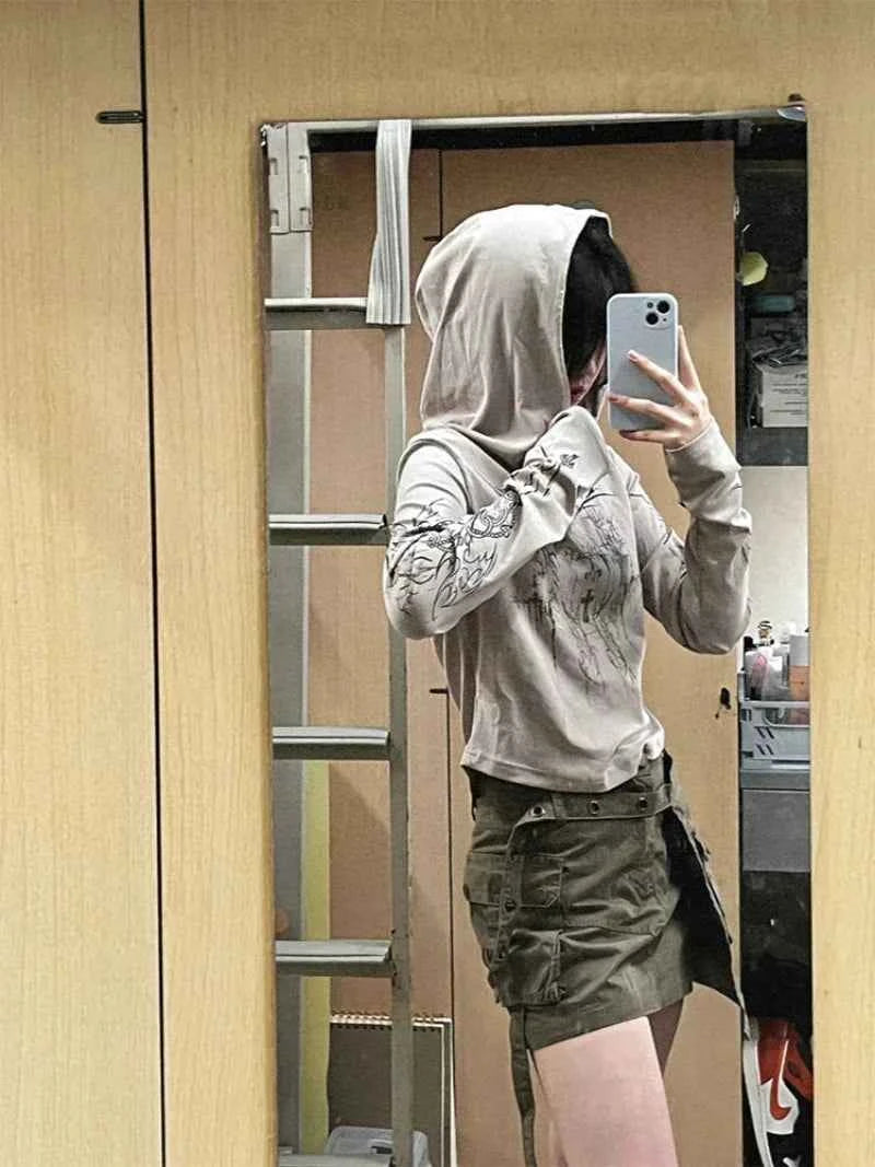 Weekend Uniform Punk Style Grunge Print Hoodie