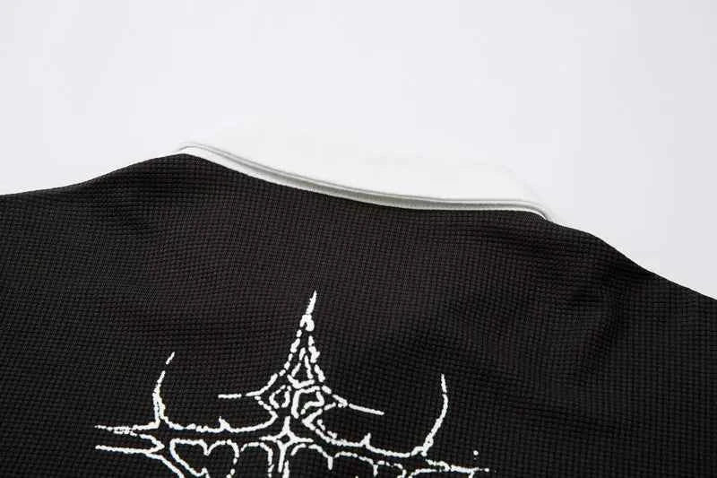 Graphic Print Fake Two Layered Long Sleeve T-Shirt
