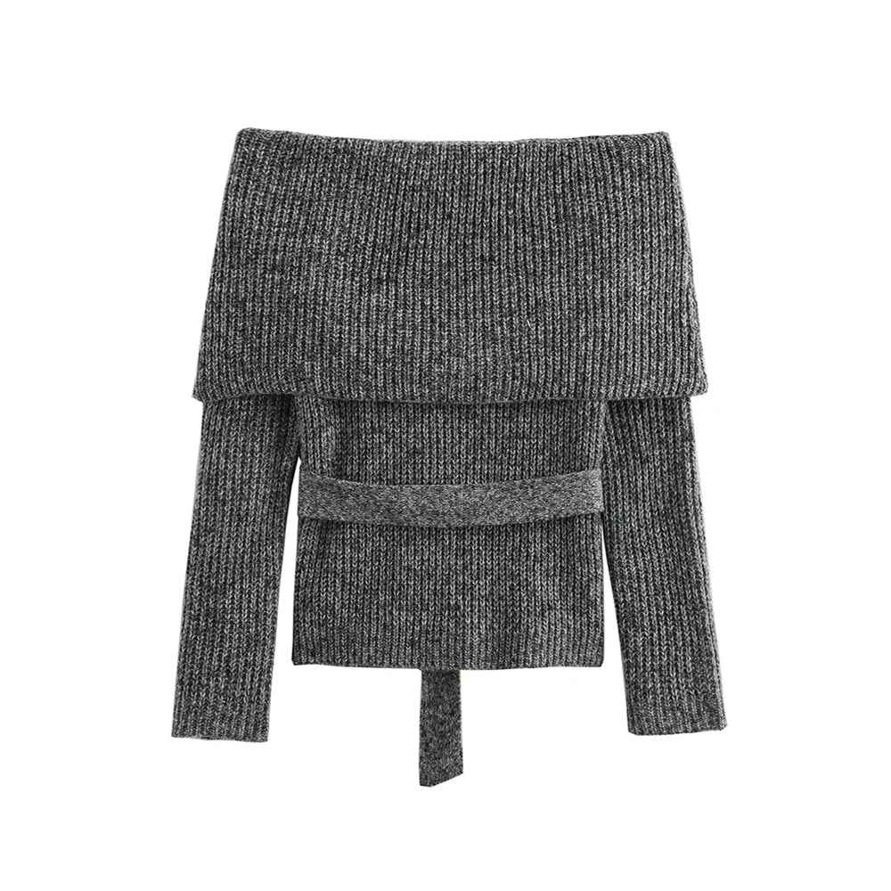 Casual Solid Knitting Slash Neck Sweater