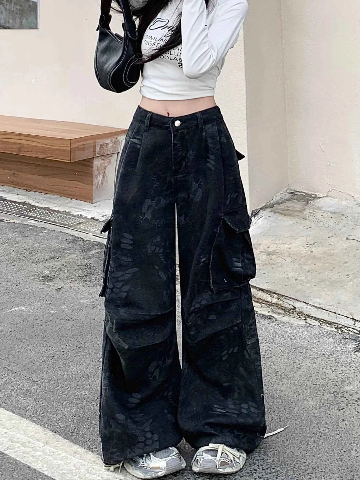 Y2K Black Cyber Cargo Jeans Jeans