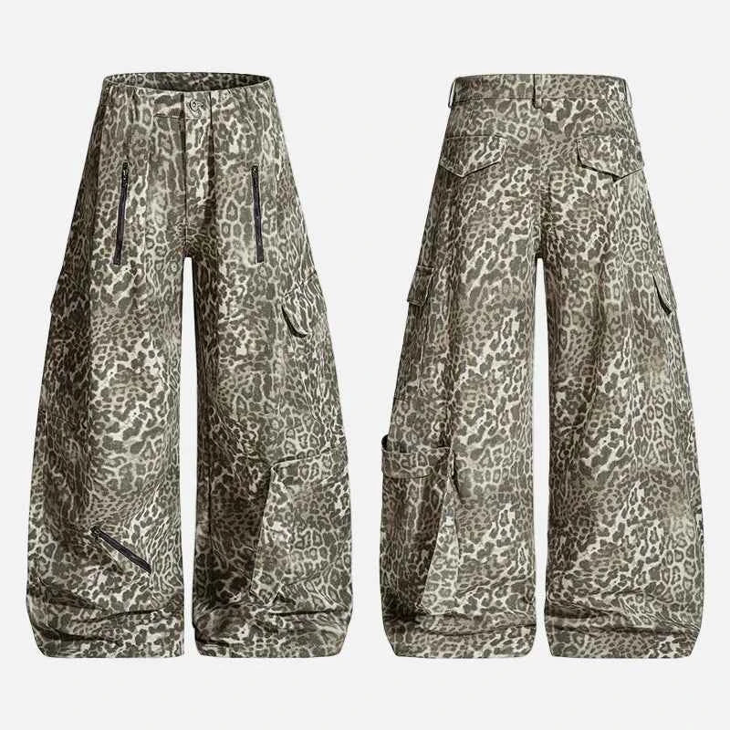 American Leopard Print Stylish Cargo Pants