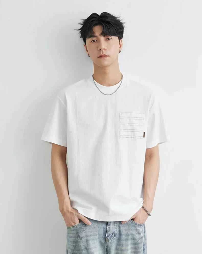 Korean Stylish Pocket Stitch Short Sleeve T-Shirt