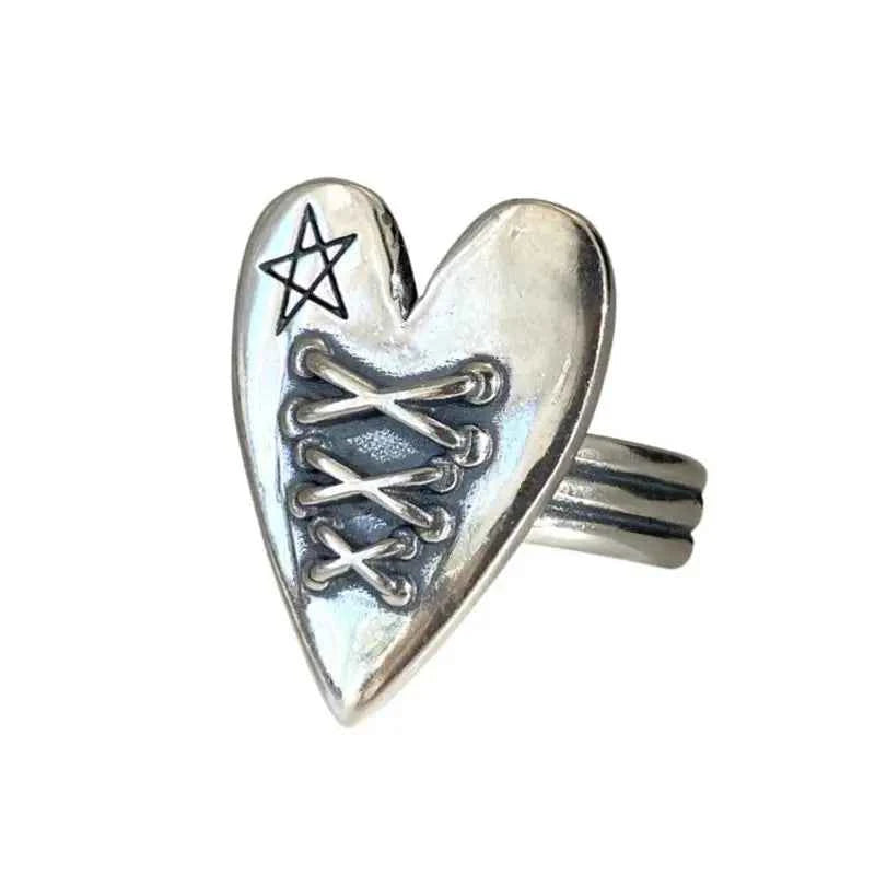 Vintage Thai Silver Heart Bandage Ring