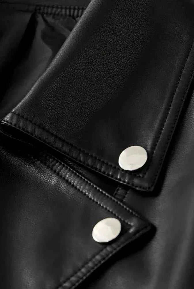 Stylish Faux Long Sleeve Leather Jacket
