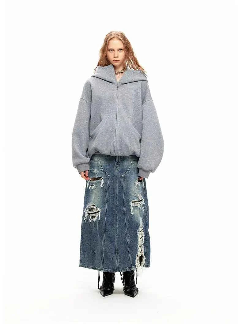 Women Cool Thick Oversize Zip-Up Sweatshirt
