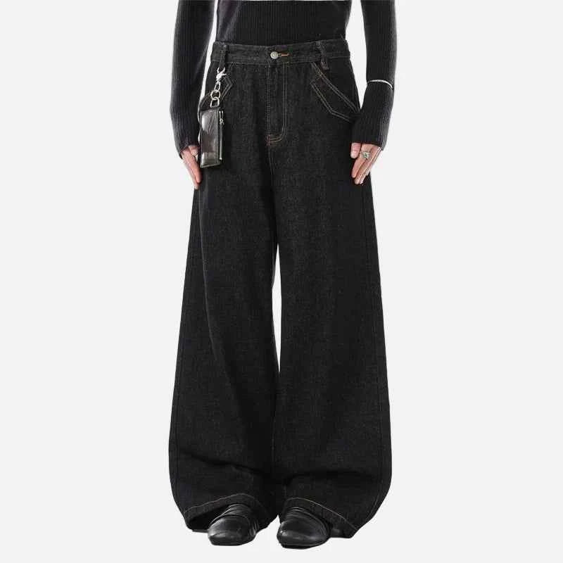 American Style Embroidery Flared Wide Leg Jeans