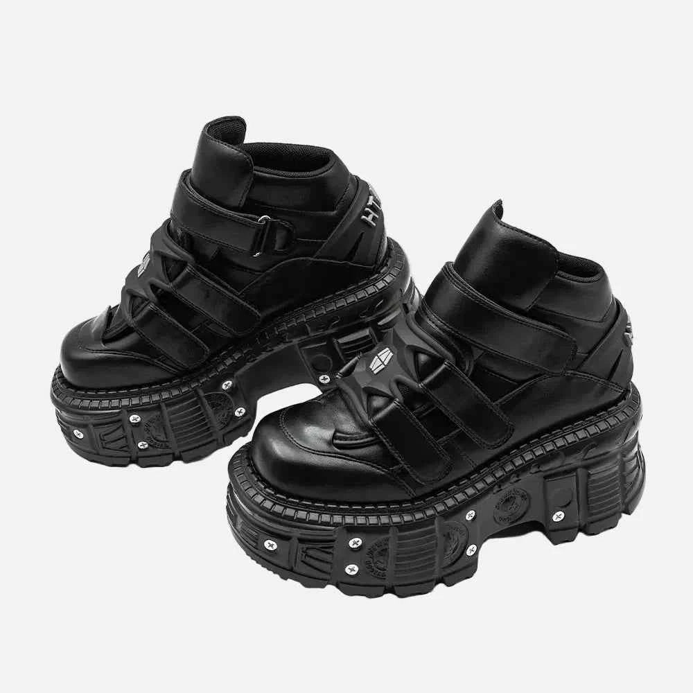 Gothic Ankle with Metal Decor Lace Up Heel Boots