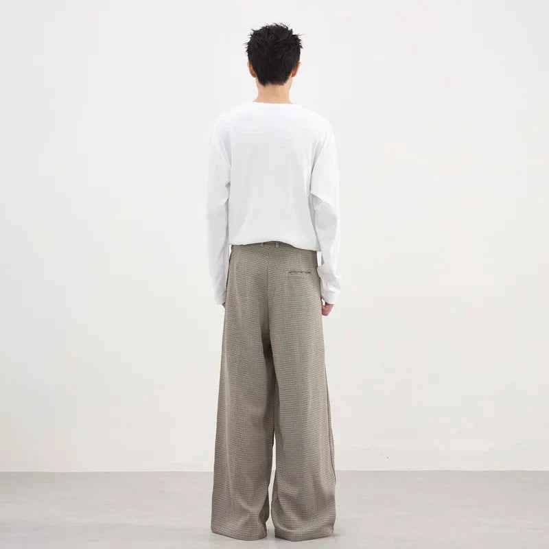 Vintage Plaid Print Wide Leg Suit Pants