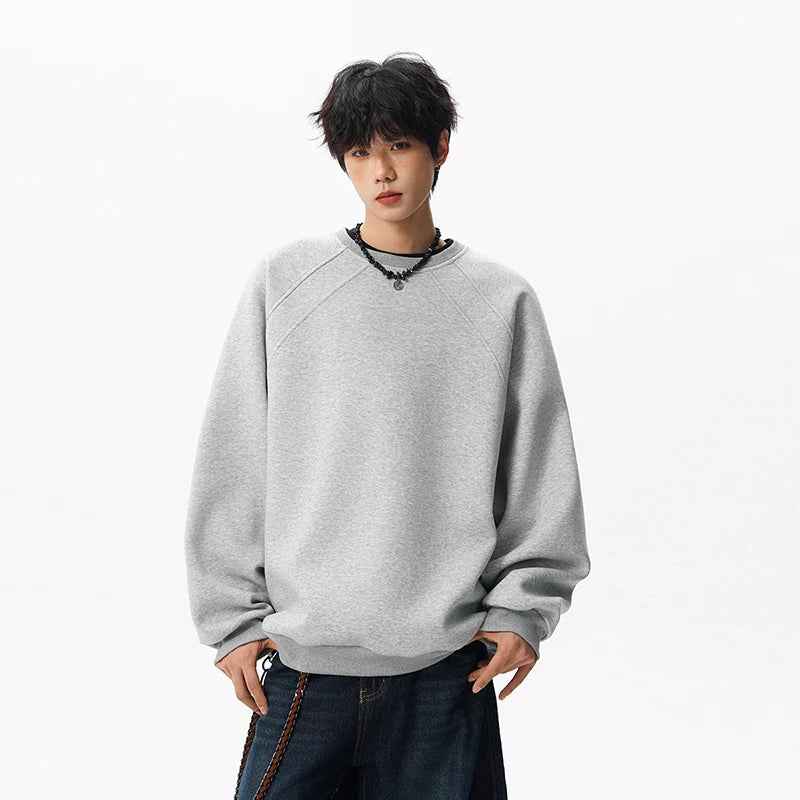 Solid Color Minimalist Round Neck Sweatshirt