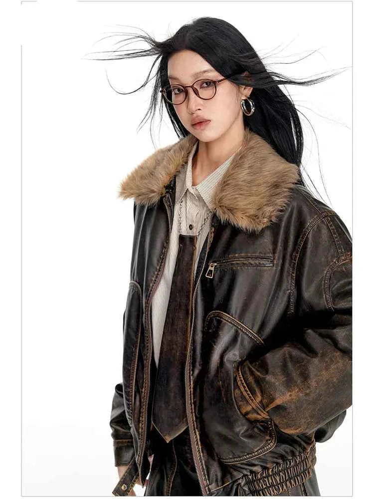 Cool Vintage Distressed Leather Jacket
