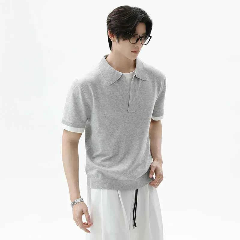 Cleanfit Lapel Contrast Color Casual Polo T-Shirt