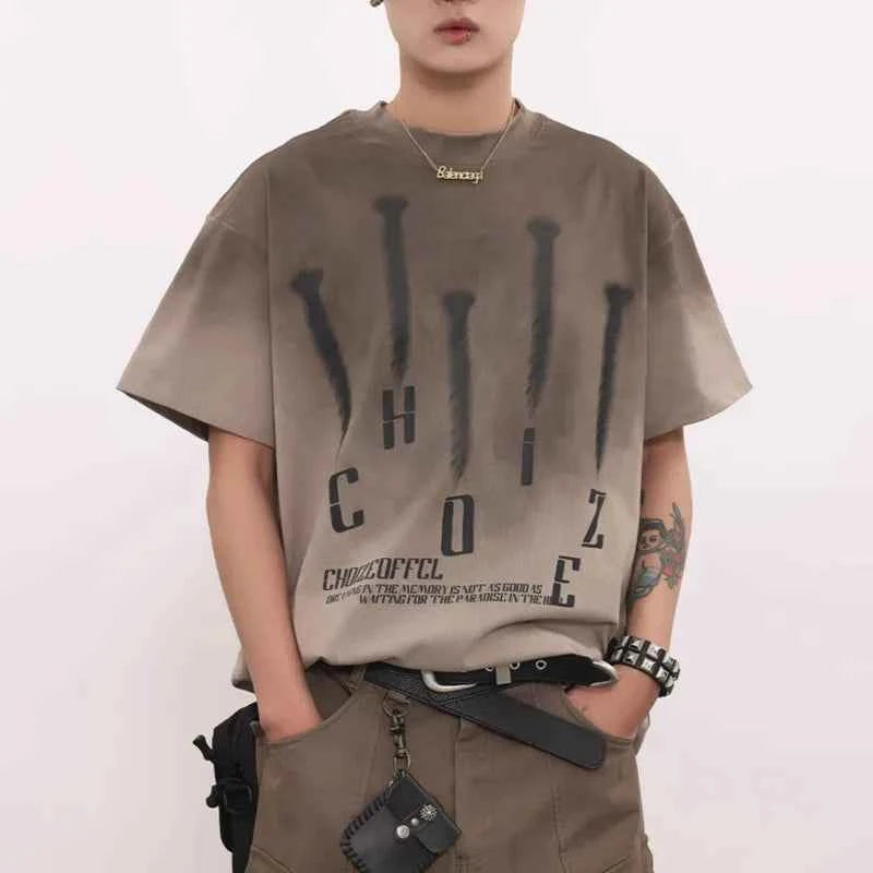 Vintage Washed Graphic Print Short Sleeve T-Shirt