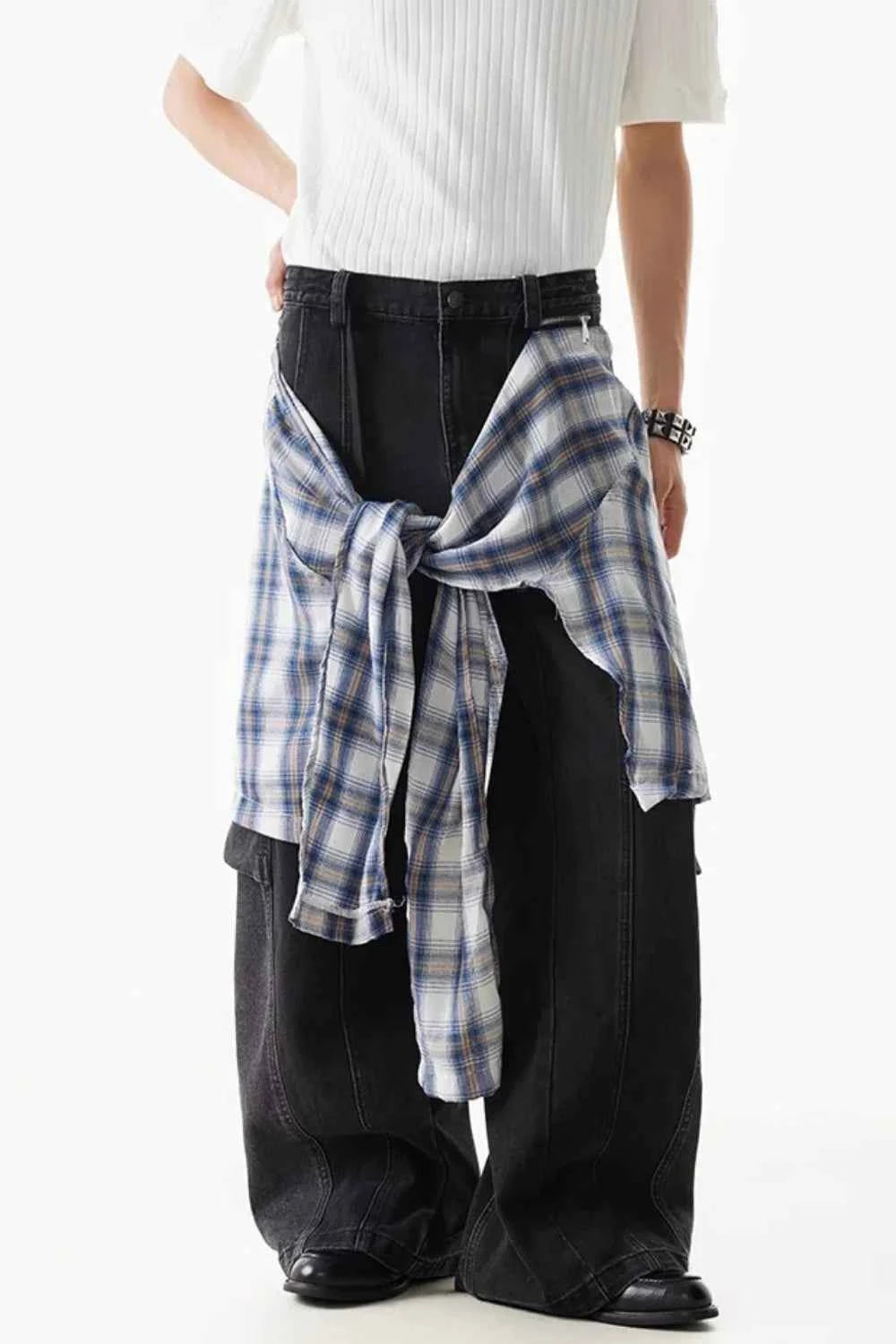 Trendy Patchwork Banana Hip Hop Wide Leg Jeans