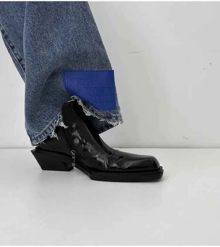 Thick Sole Chelsea Tip Height Leather Shoes