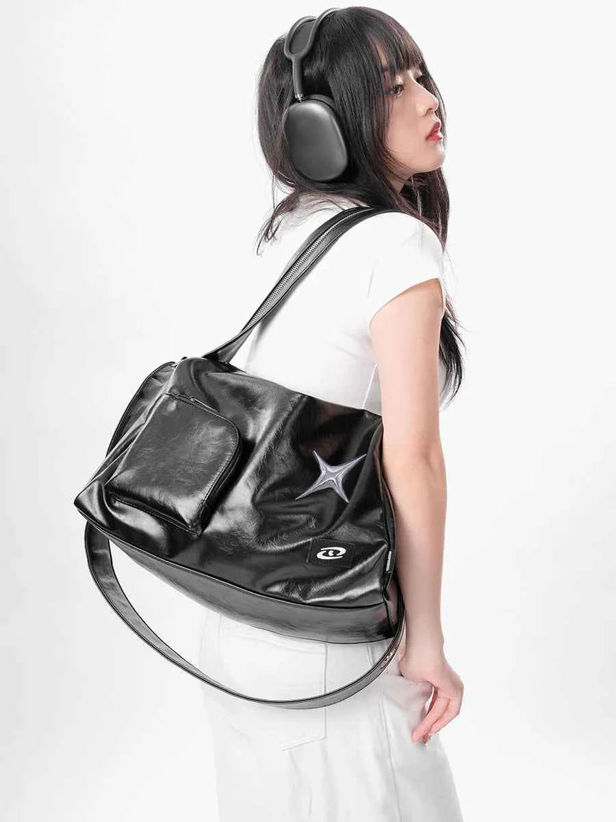 Luxury Black Aesthetic Leather Hand Bag