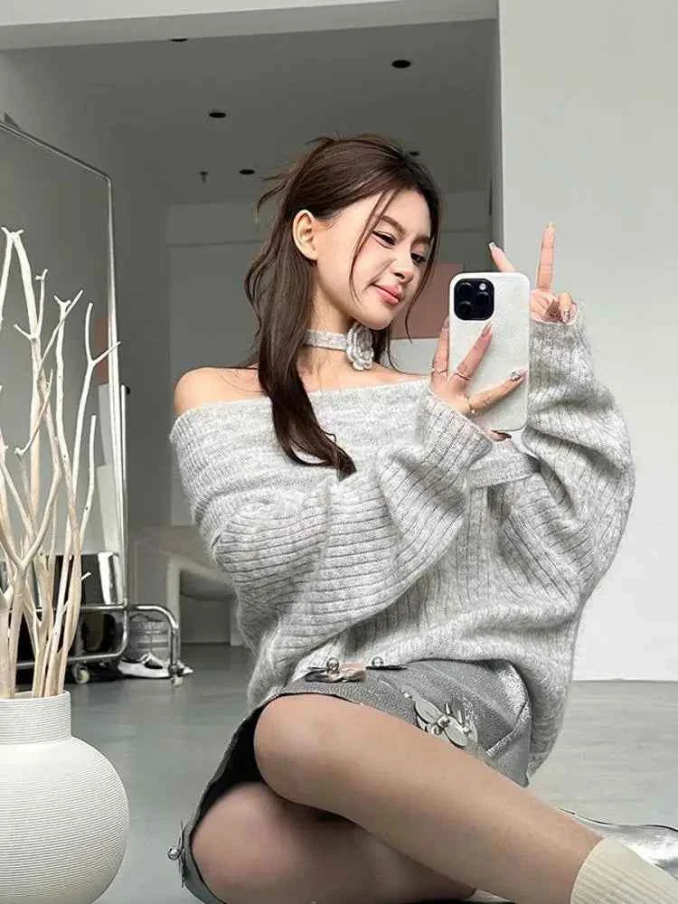 Women Chic Off Shoulder Knitwear Sweater