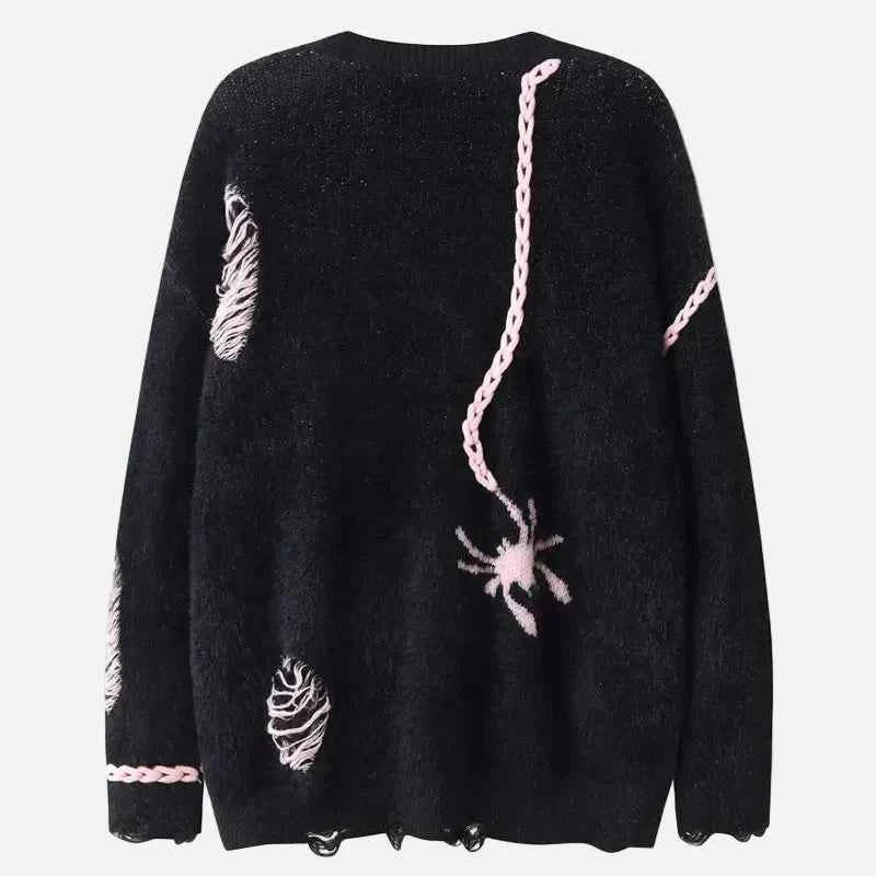Gothic Oversized Knitted Spider Casual Cardigan