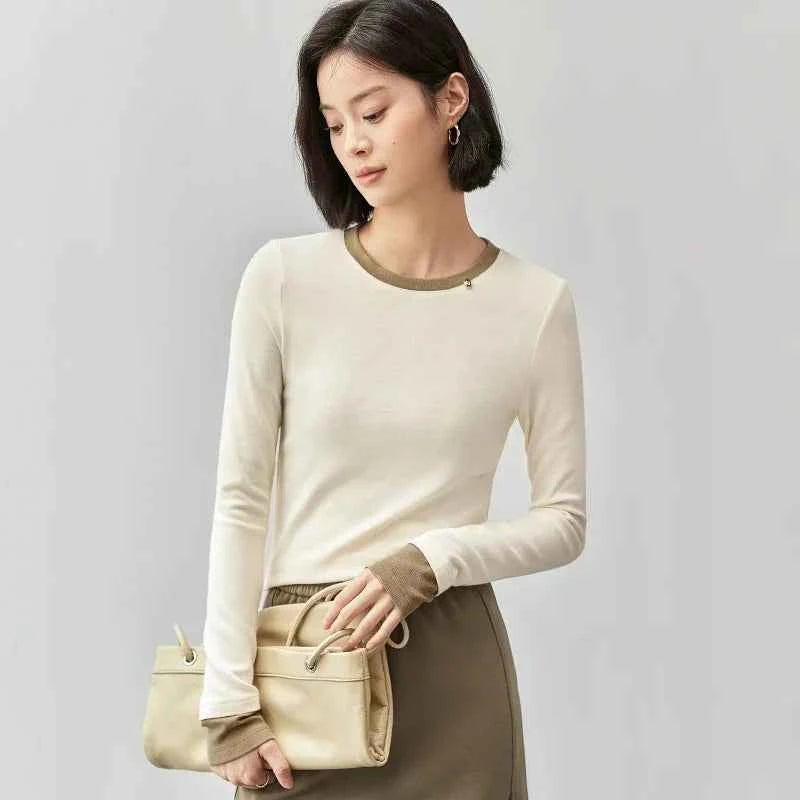 Cozy Patchwork Knit Long Sleeve T-Shirt