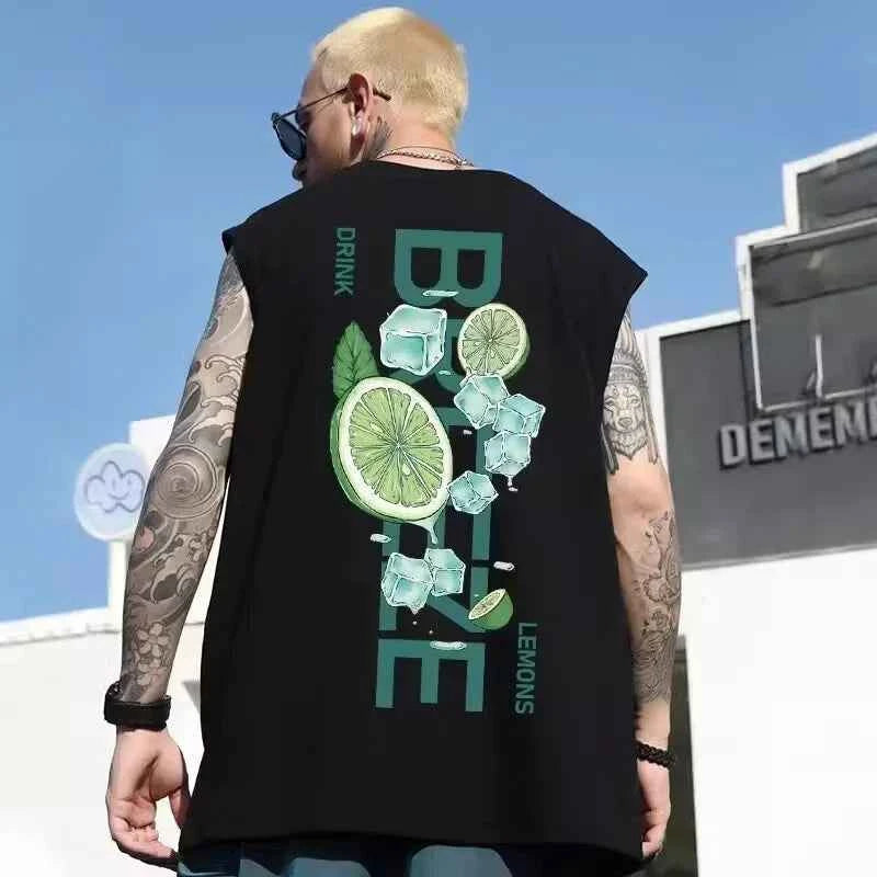 Lemon Graphic Print Sleeveless Tank T-Shirt