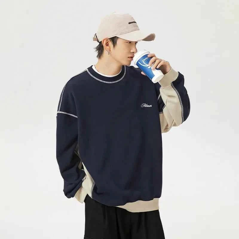 Insulated Loose Casual Letter Splice Sweatshirt