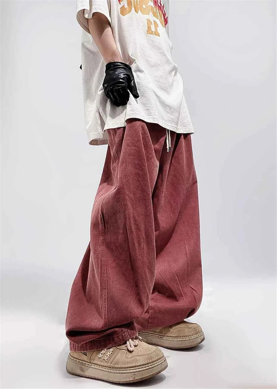 Vintage Streetwear Elastic Waist Wide Leg Jeans