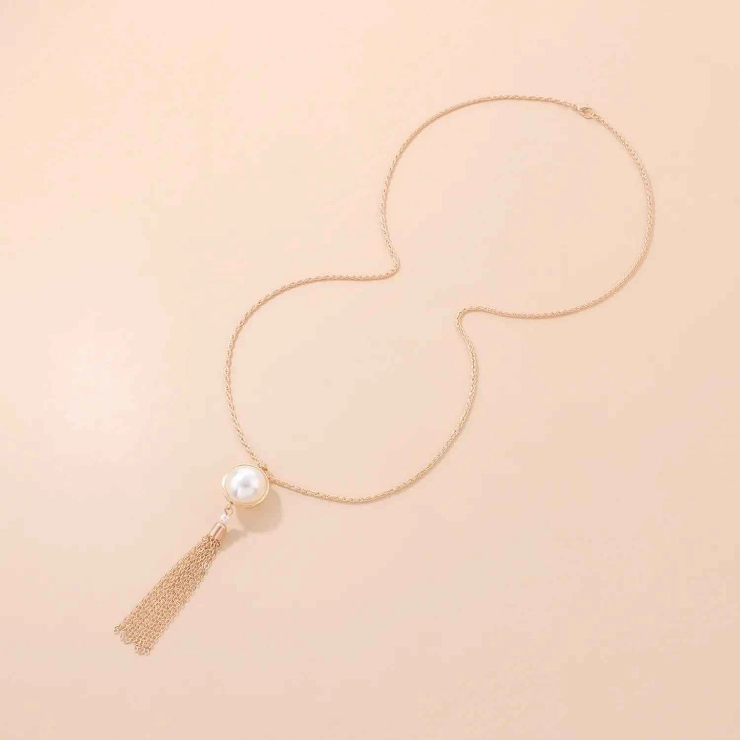 Elegant Pearl Tassel Pendant Long Necklace