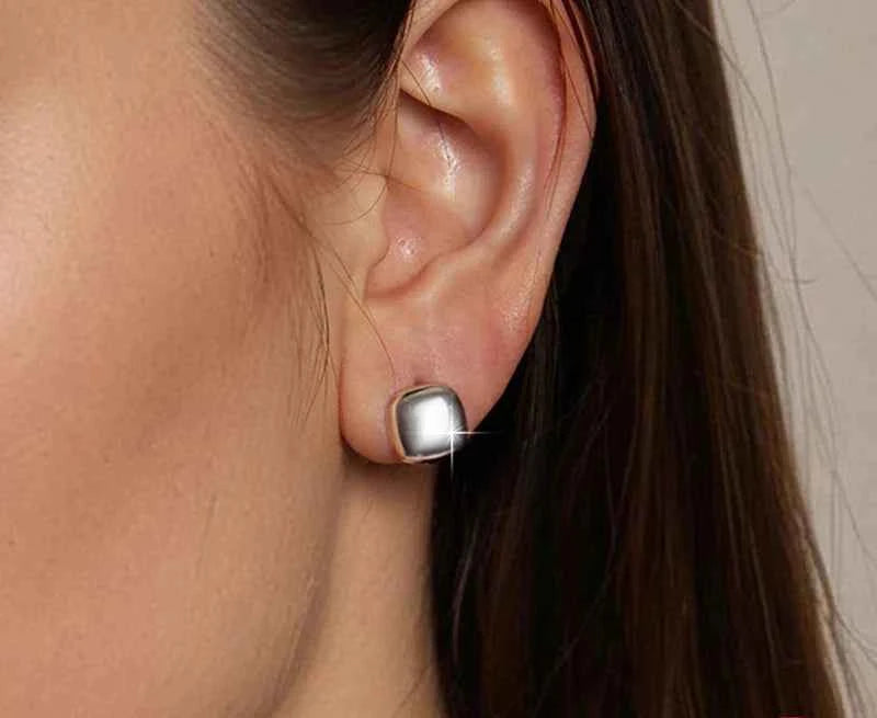Chunky Square Hoop Sterling Silver Earring