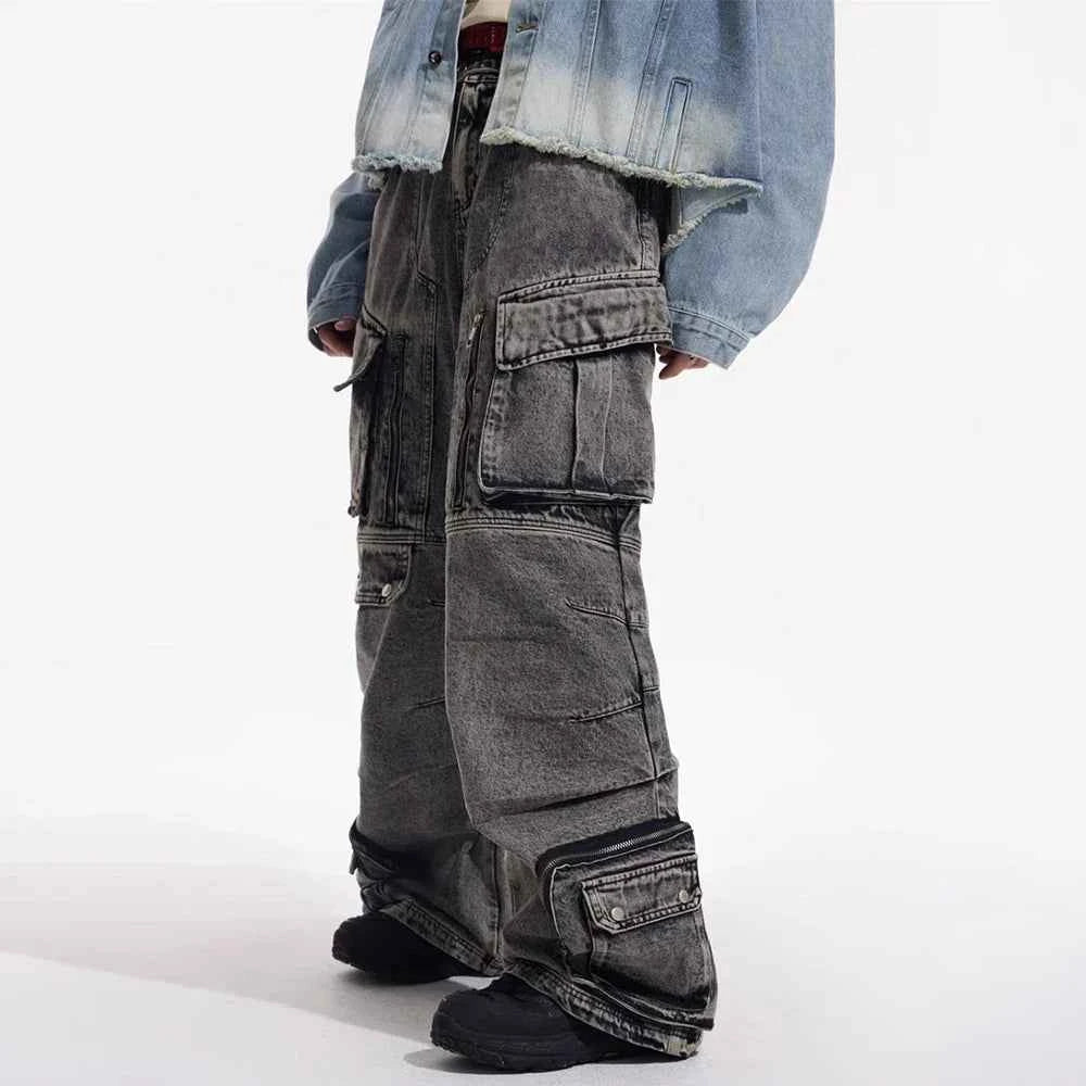Y2K Gothic Japanese Style Wide Leg Cargo Jeans