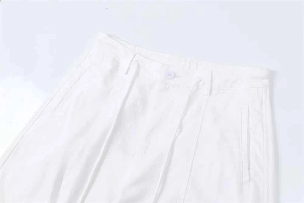 Cozy Casual Solid Color Retro Drawstring Waist Pants
