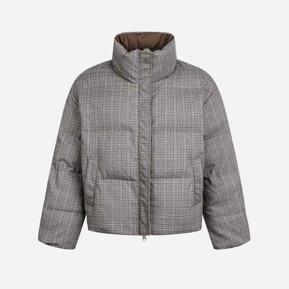 Warm Plaid Double Sided Down Puffer Jacket