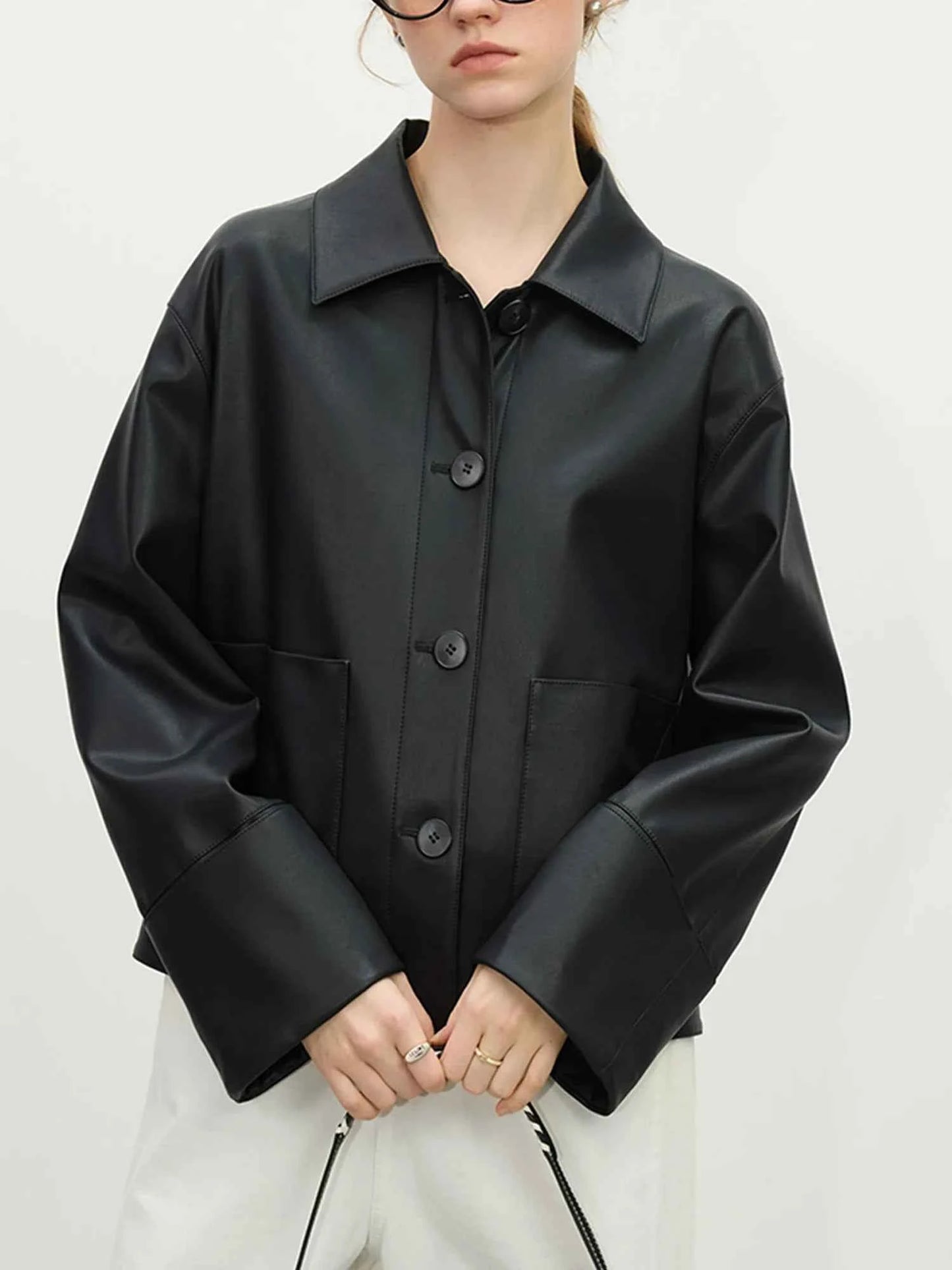 Retro Korean Style Single-Breasted Leather Jacket