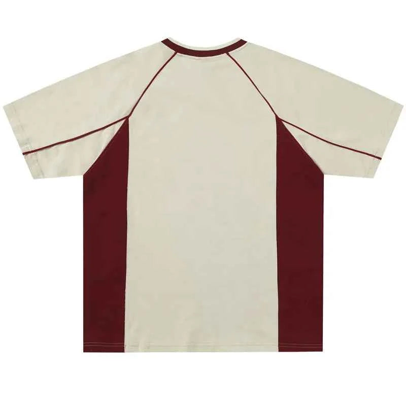 Plush Y2K Graphic Patchwork V-Neck Oversized T-Shirt