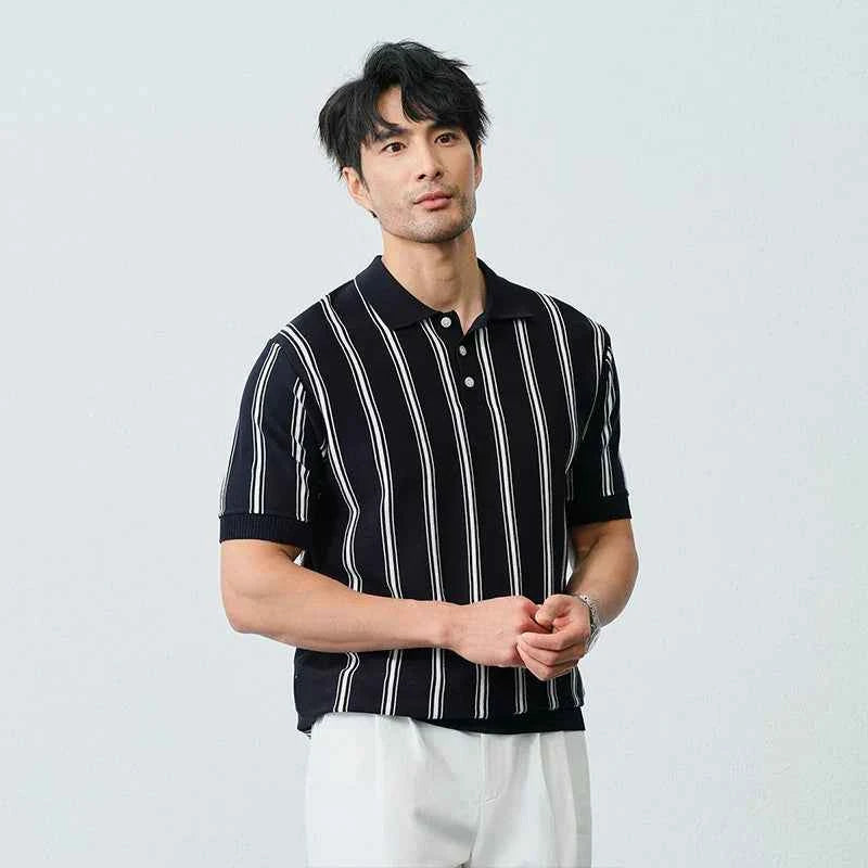 Men's Luxury Striped Casual Business Polo T-Shirt