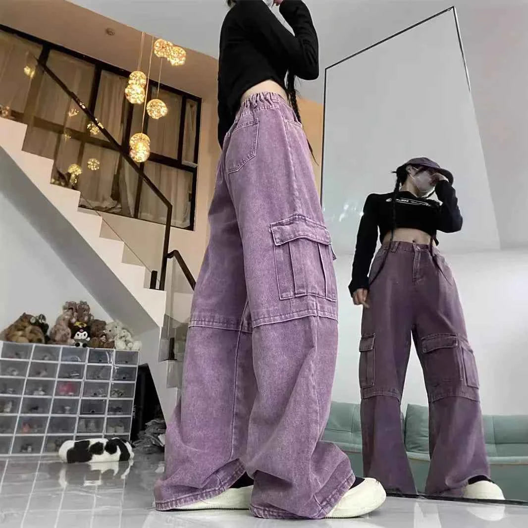 Purple Retro Overalls Jeans